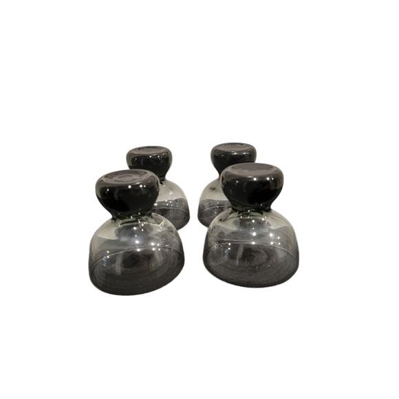 MCM Cocktail Glasses Morgantown Barware Retro Set of 4 Smoke Gray Black - Picture 4 of 9